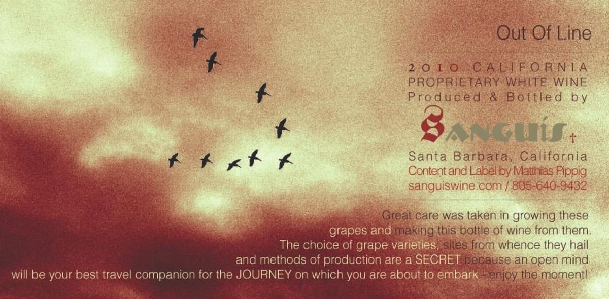 Sanguis Out Of Line Proprietary White 2010 Front Label