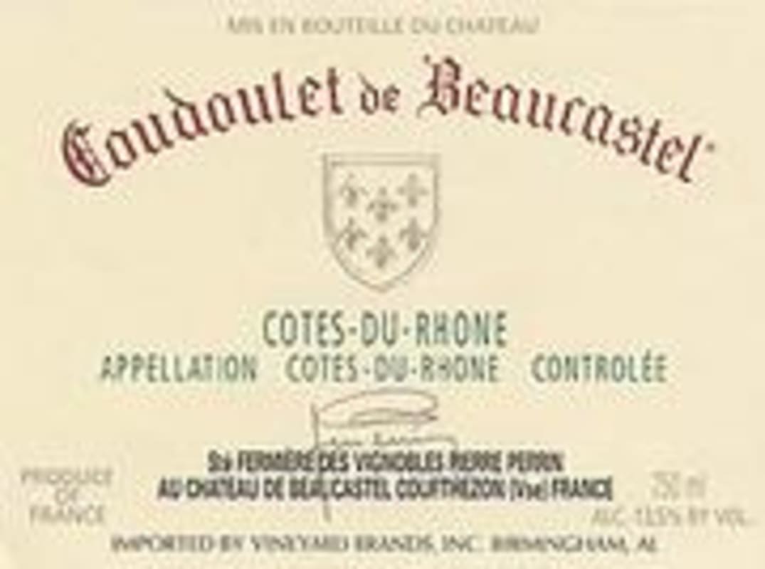 Chateau de Beaucastel Coudoulet Blanc 2001 Front Label
