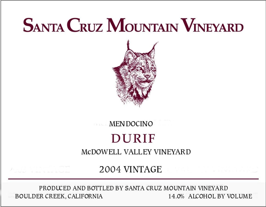 Santa Cruz Mountain Vineyard Durif McDowell Valley 2004 Front Label