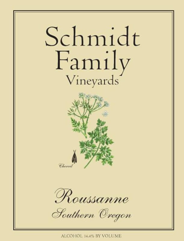 Schmidt Family Vineyards Roussanne 2012 Front Label