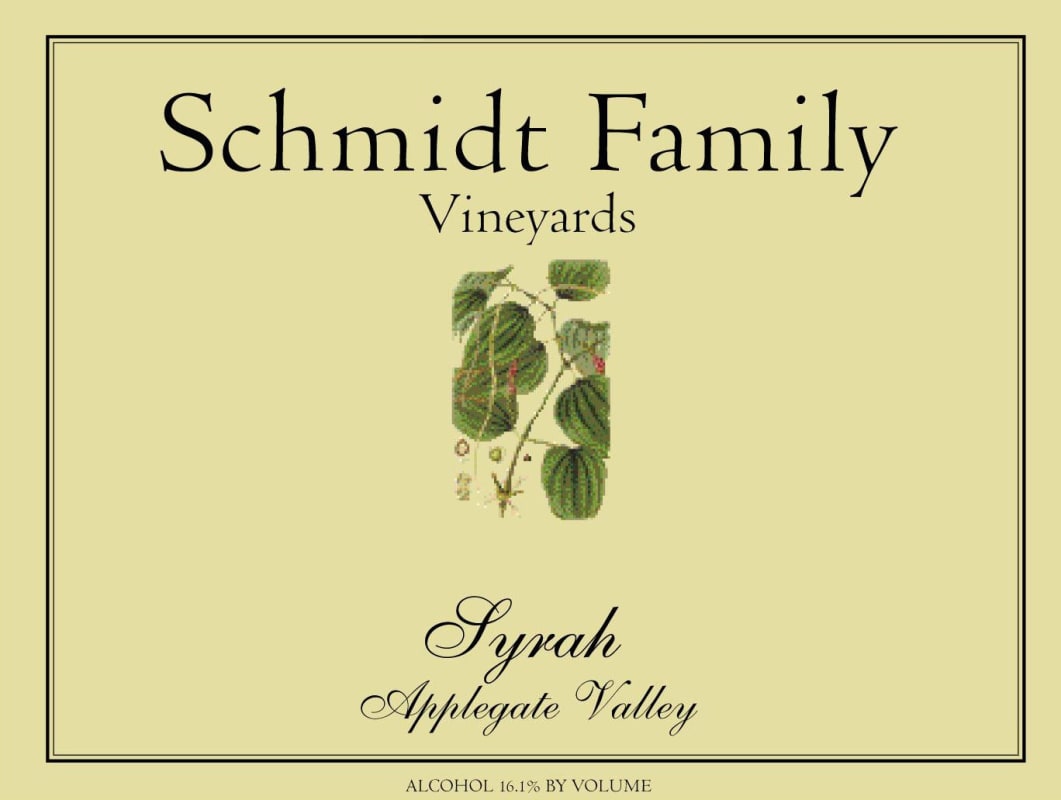 Schmidt Family Vineyards Syrah 2011 Front Label