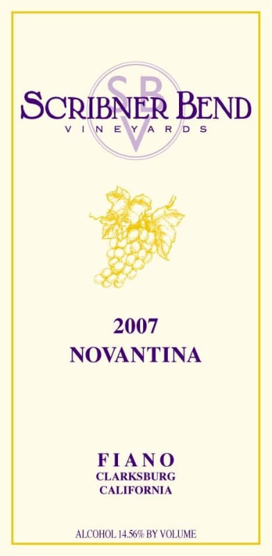 Scribner Bend Vineyards Novantina Fiano 2007 Front Label