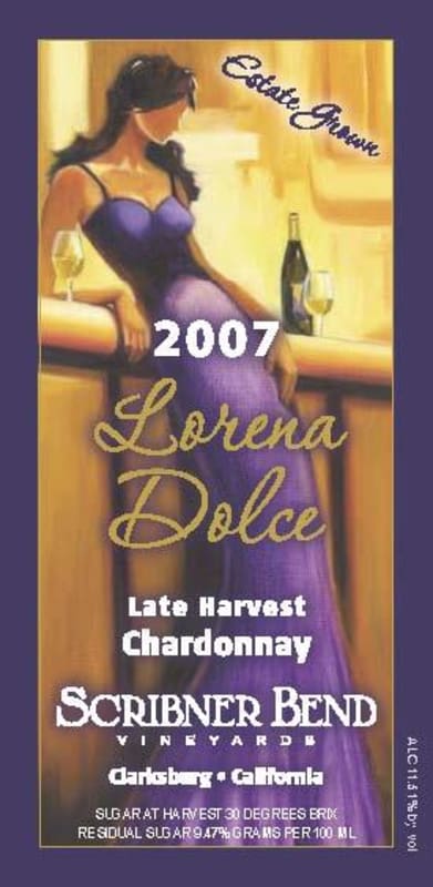 Scribner Bend Vineyards Lorena Dolce Late Harvest Chardonnay 2007 Front Label
