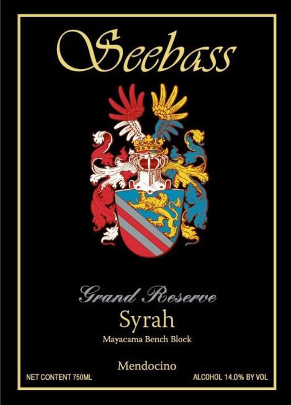 Seebass Grand Reserve Syrah 2013 Front Label