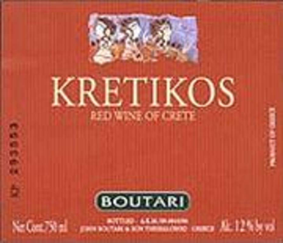Boutari NV Kretikos Red 1999 Front Label