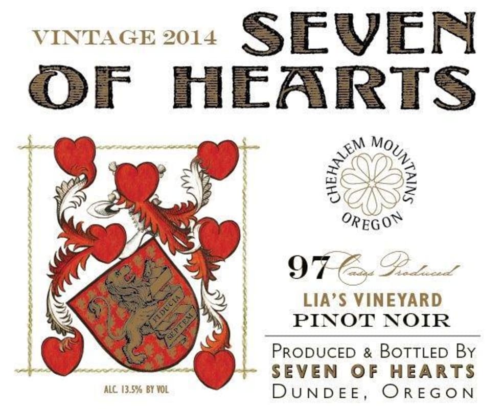 Seven of Hearts Lias Vineyard Pinot Noir 2014 Front Label