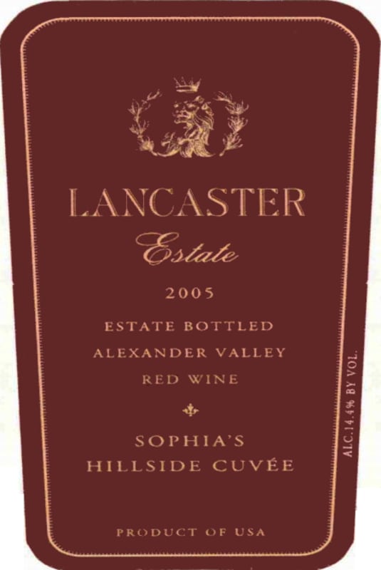 Lancaster Sophia's Hillside Cuvee 2005 Front Label