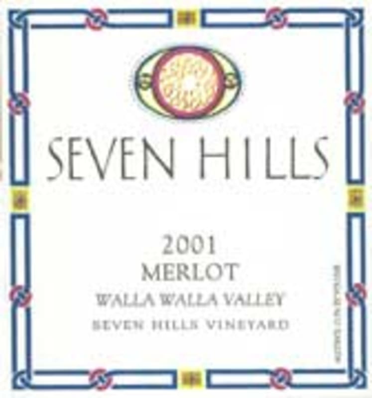 Seven Hills Winery Seven Hills Vineyard Merlot 2001 Front Label
