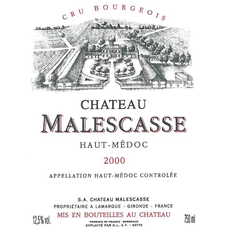 Chateau Malescasse 2000 Front Label