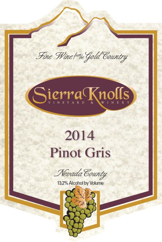 Sierra Knolls Vineyards & Winery Pinot Gris 2014 Front Label