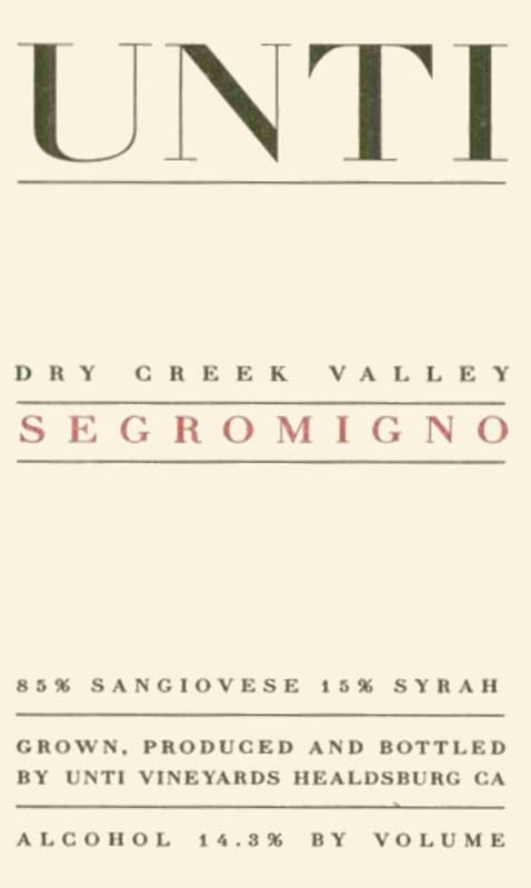 Unti Segromigno Red Blend 2008 Front Label