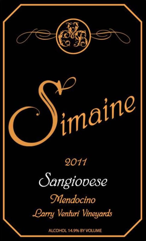 Simaine Cellars Larry Venturi Sangiovese 2011 Front Label