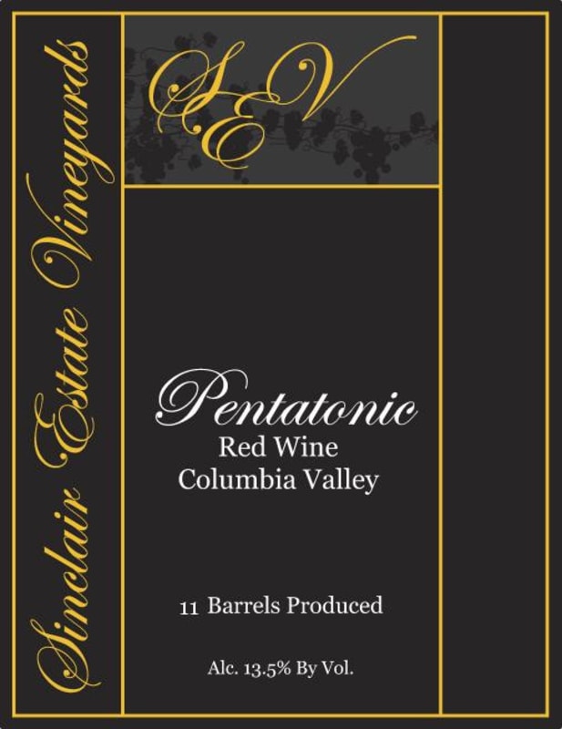 Sinclair Estate Vineyards Pentatonic 2011 Front Label