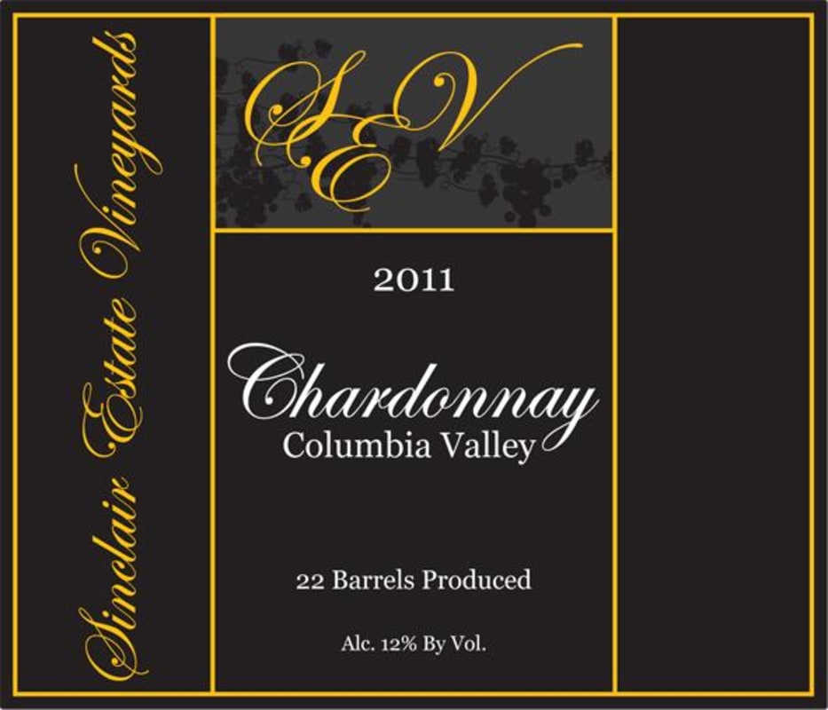 Sinclair Estate Vineyards Chardonnay 2011 Front Label