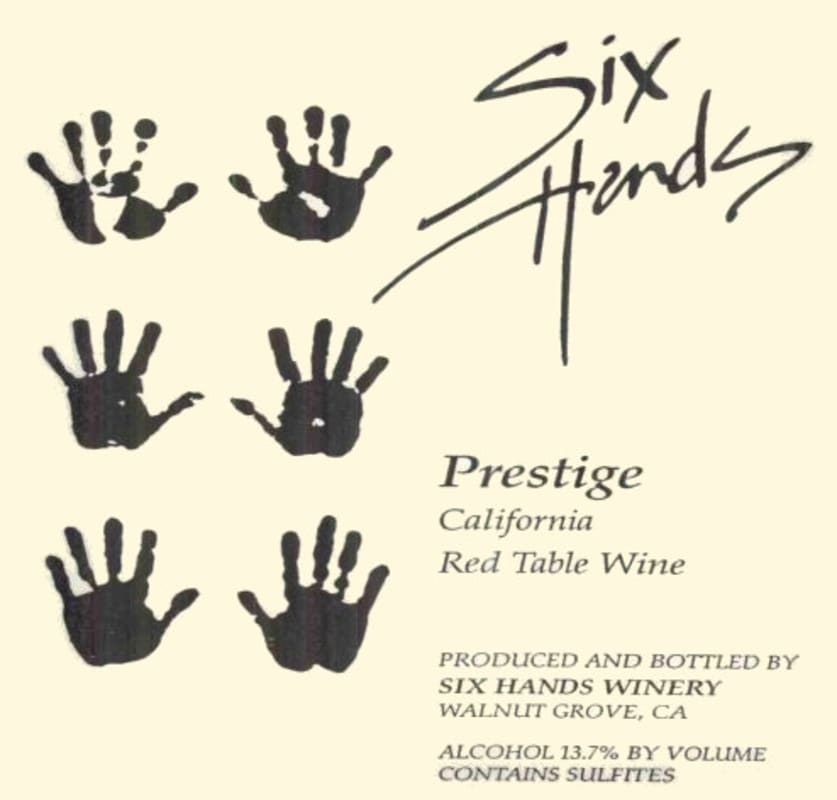 Six Hands Winery Prestige 2011 Front Label