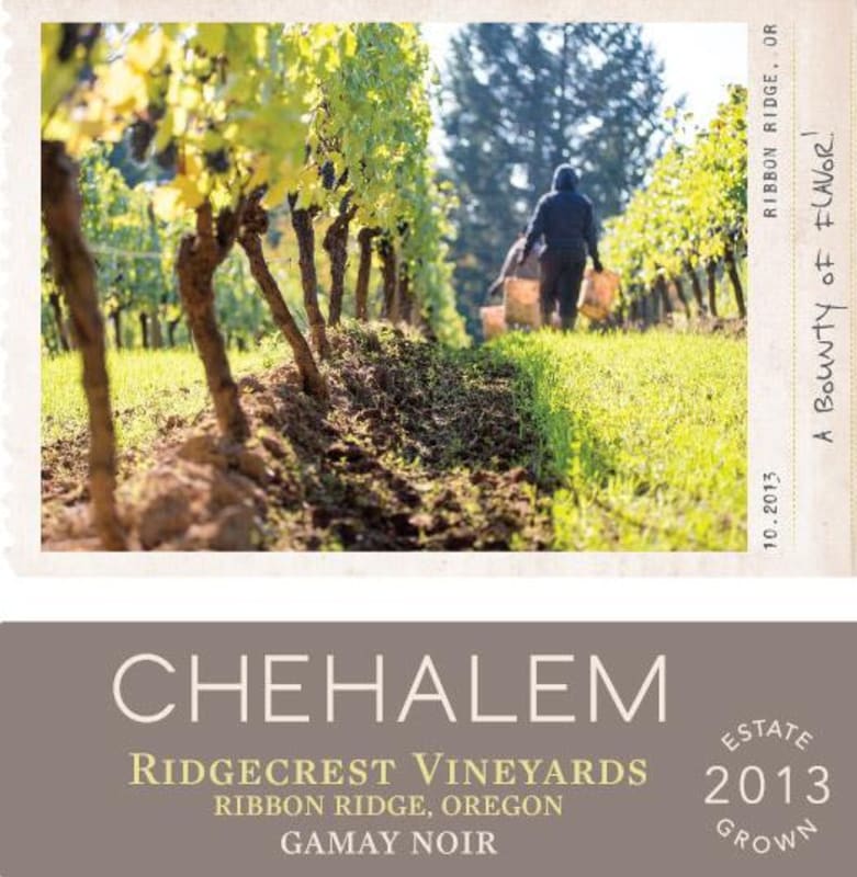 Chehalem Ridgecrest Vineyards Gamay Noir 2013 Front Label