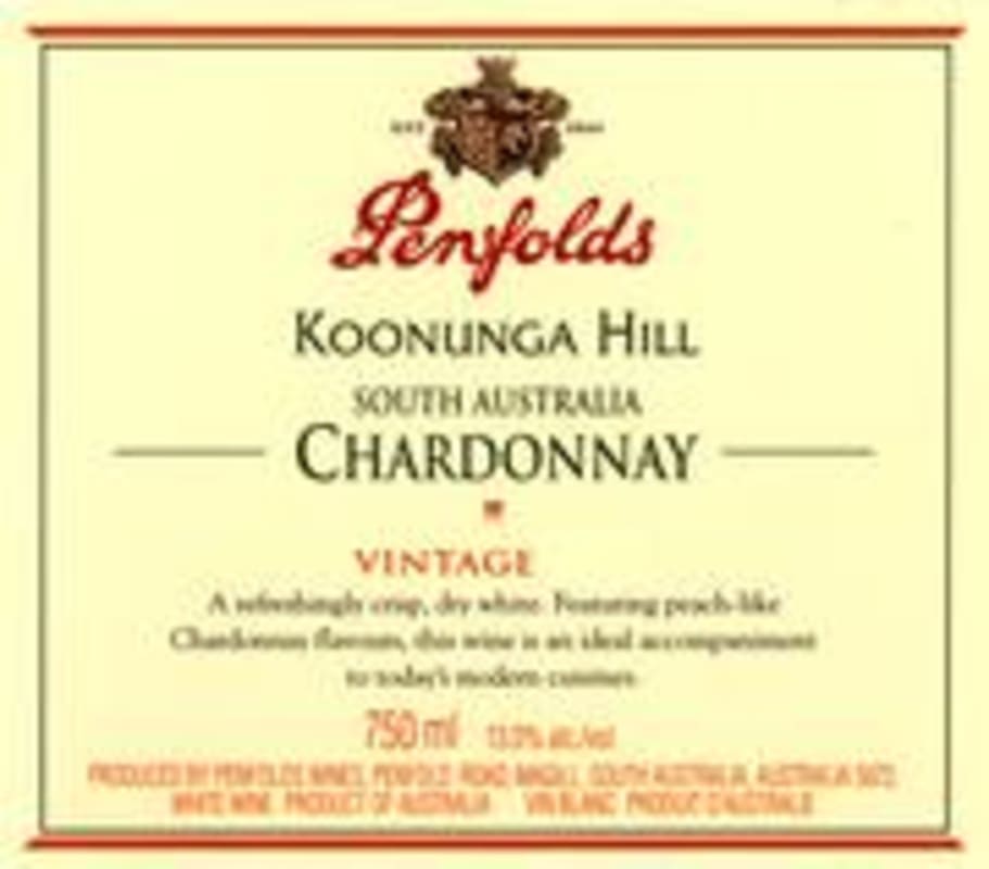 Penfolds Koonunga Hill Chardonnay 1998 Front Label
