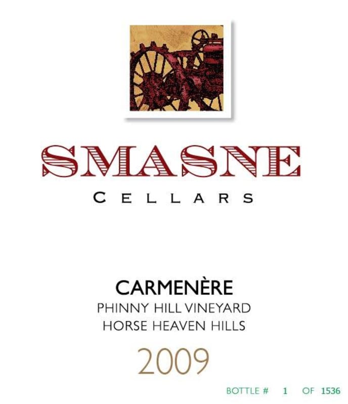 Smasne Cellars Carmenere 2009 Front Label