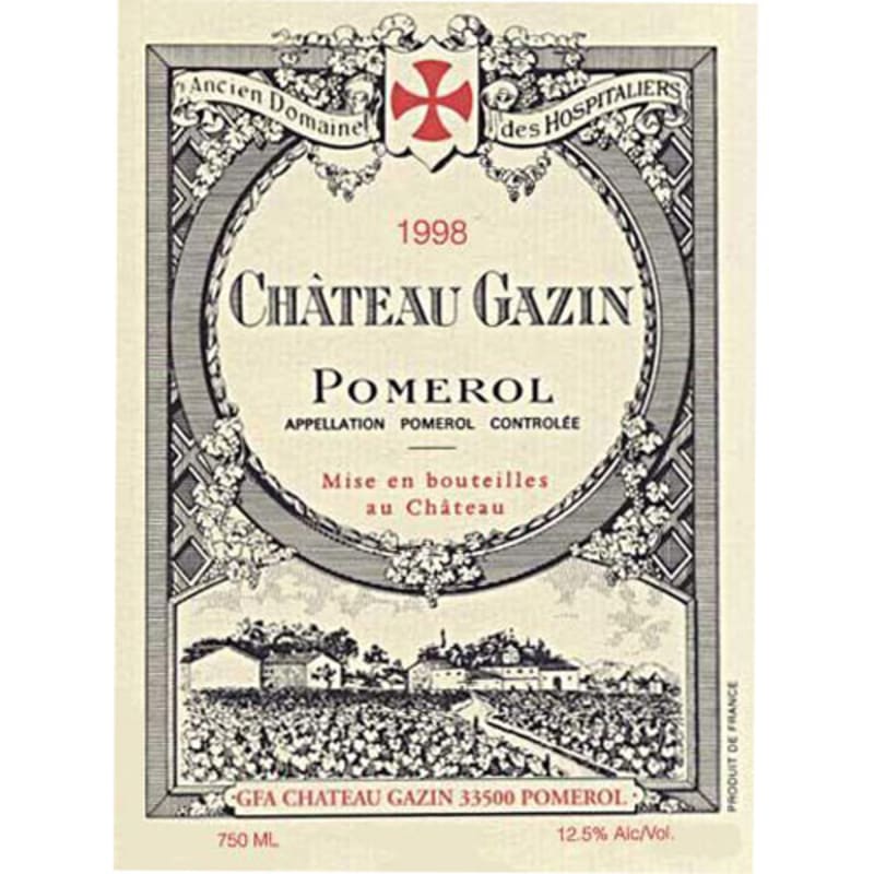 Chateau Gazin 1998 Front Label