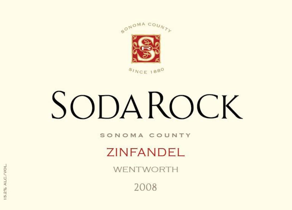 Soda Rock Winery Wentworth Zinfandel 2008 Front Label