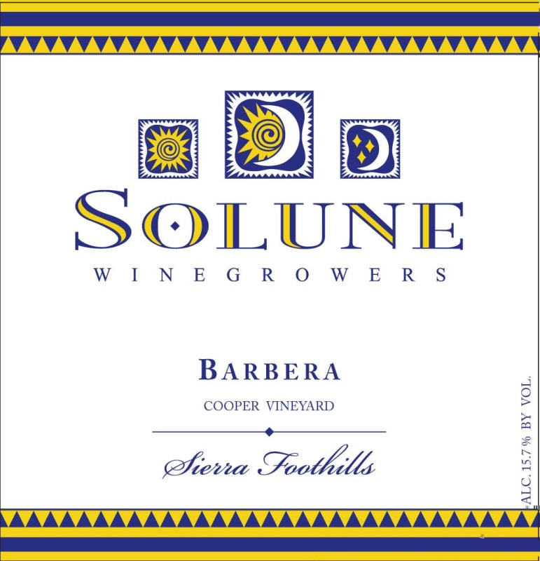 Solune Winery Barbera 2013 Front Label