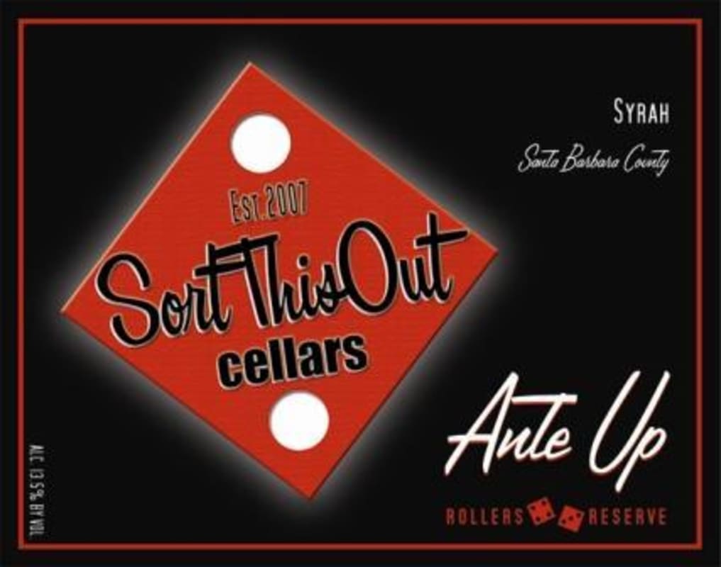 Sort This Out Cellars Ante Up Syrah 2013 Front Label