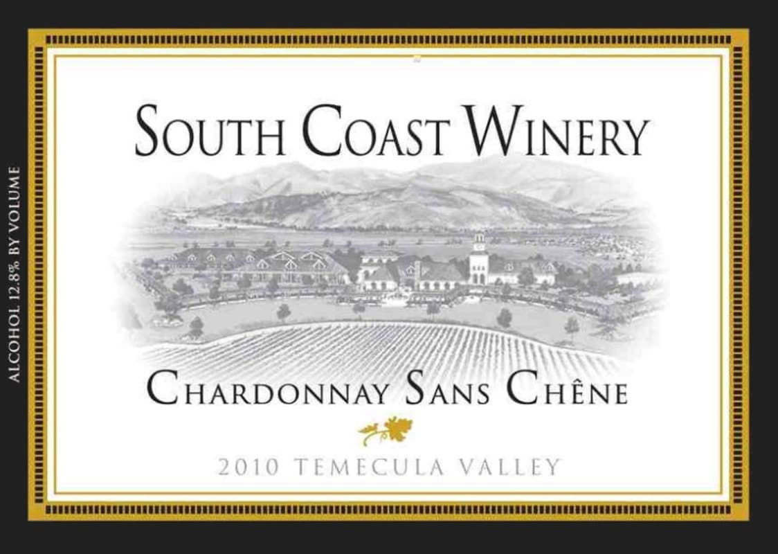 South Coast Winery Sans Chene Chardonnay 2010 Front Label