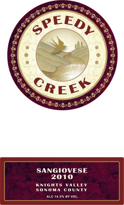 Speedy Creek Winery Sangiovese 2010 Front Label