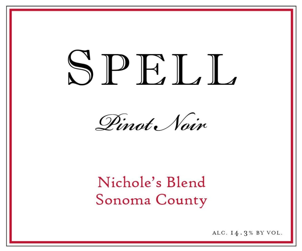 Spell Estate Nichole's Blend Pinot Noir 2013 Front Label