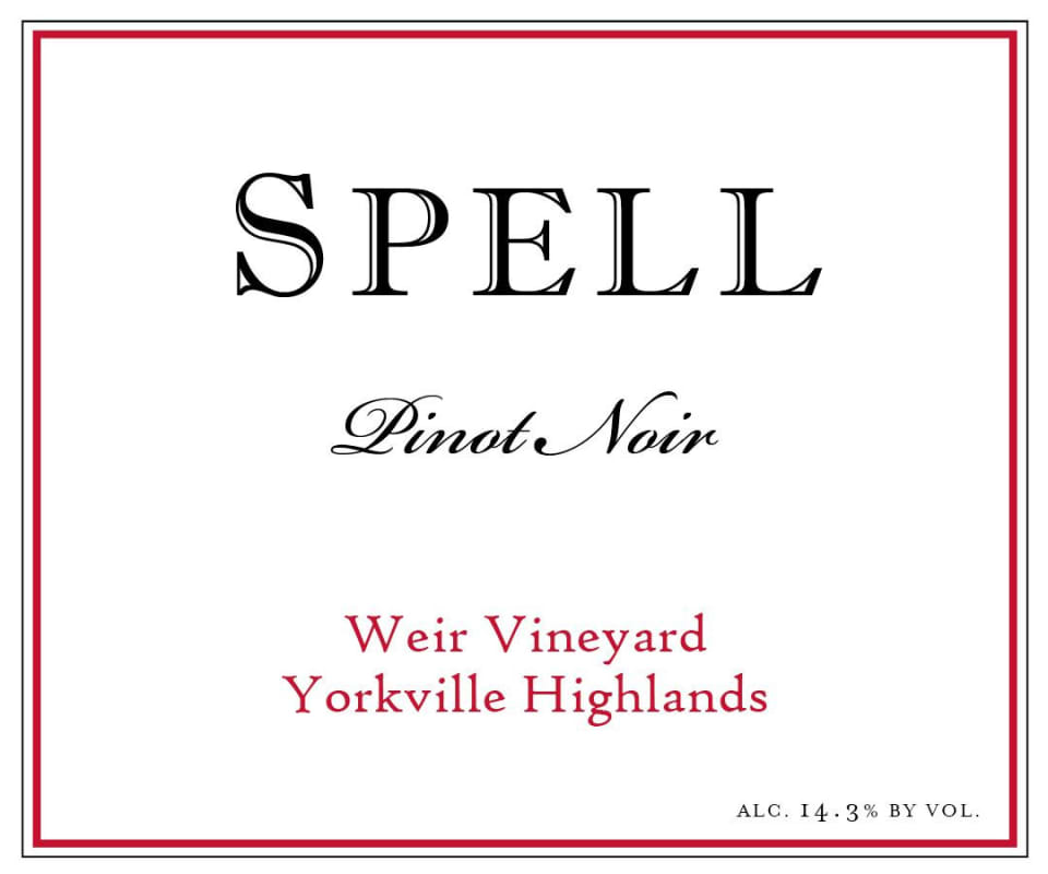 Spell Estate Weir Pinot Noir 2013 Front Label