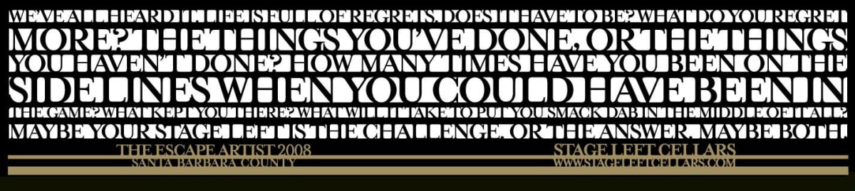 Stage Left Cellars The Escape Artist 2009 Front Label