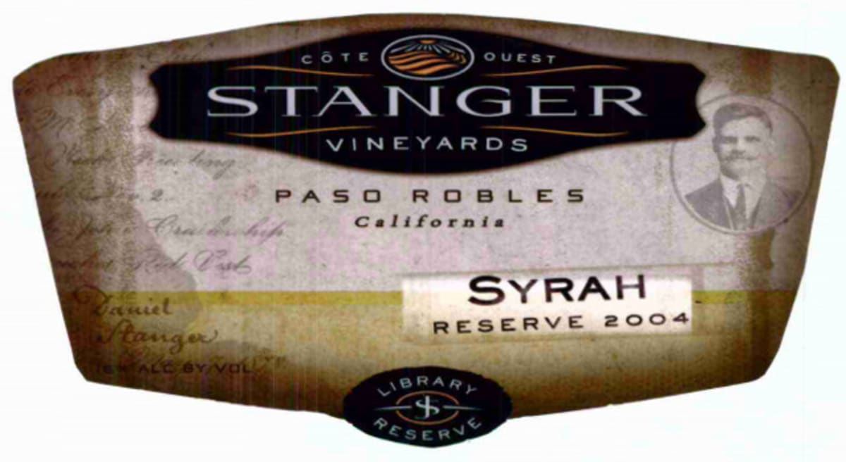Stanger Vineyards Reserve Syrah 2004 Front Label