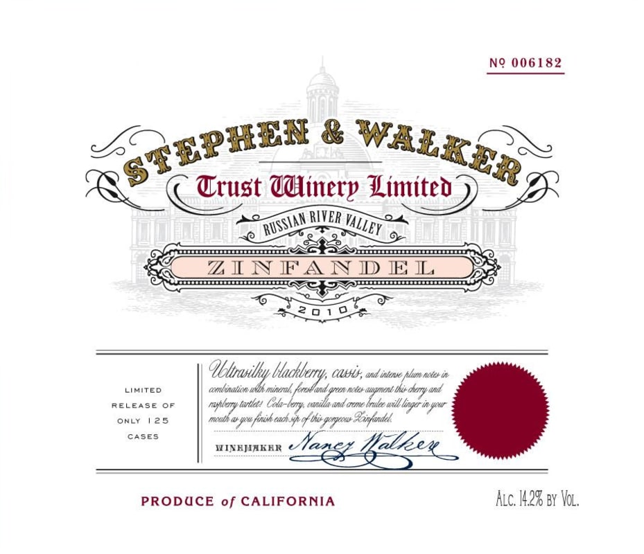 Stephen & Walker Zinfandel 2010 Front Label