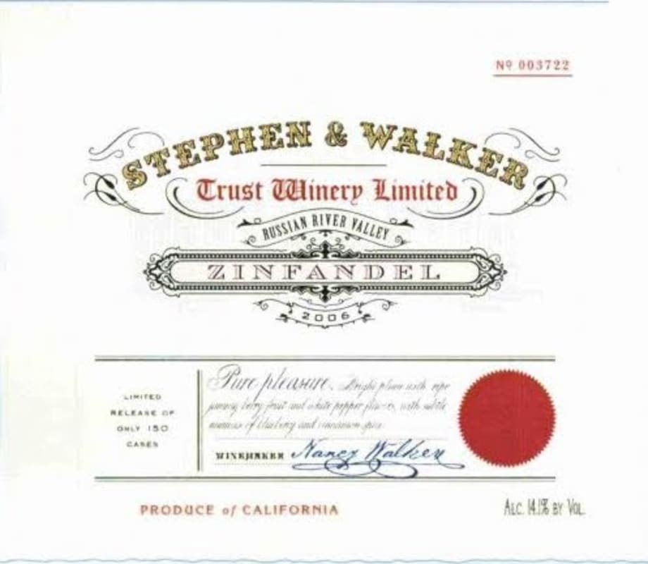 Stephen & Walker Zinfandel 2006 Front Label