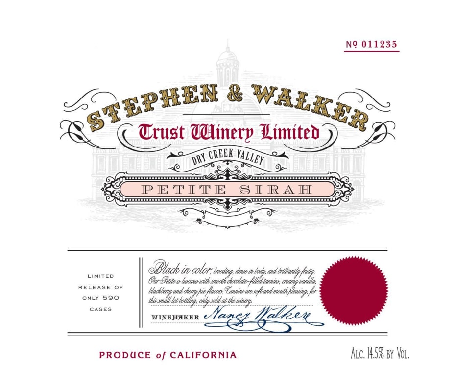 Stephen & Walker Petite Sirah 2012 Front Label