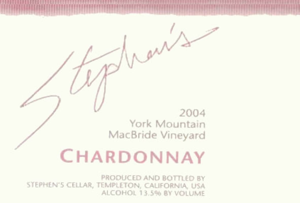 Stephen's Cellar & Vineyard MacBride Chardonnay 2004 Front Label