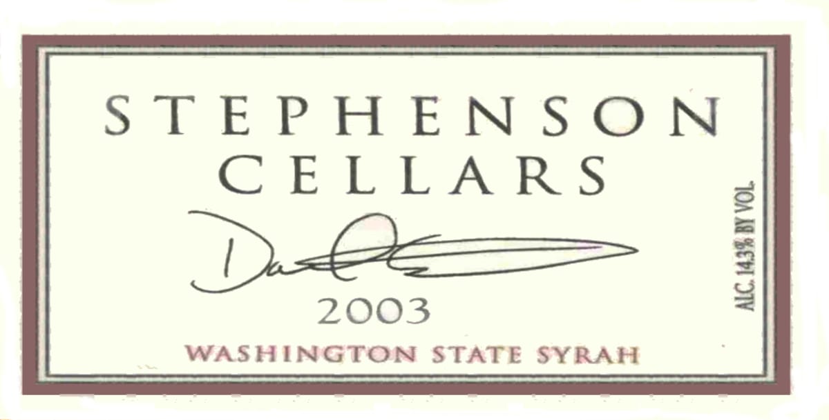 Stephenson Cellars Washington Syrah 2003 Front Label