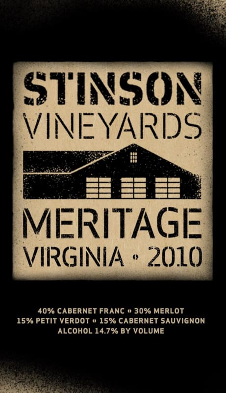 Stinson Vineyards Meritage 2010 Front Label