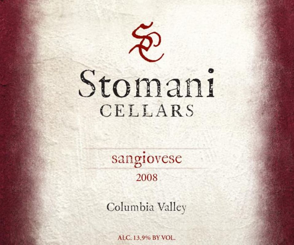 Stomani Cellars Sangiovese 2008 Front Label