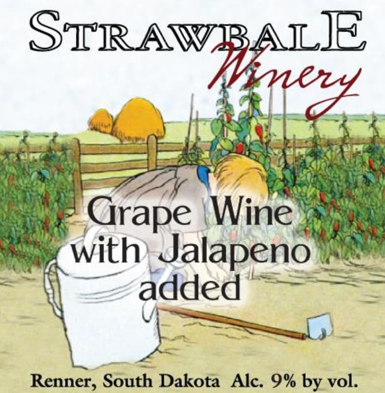 Strawbale Winery Grape Wine with Jalapeno Added Front Label