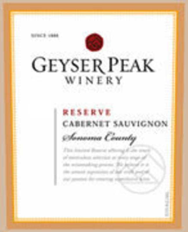 Geyser Peak Sonoma County Reserve Cabernet Sauvignon 2000 Front Label