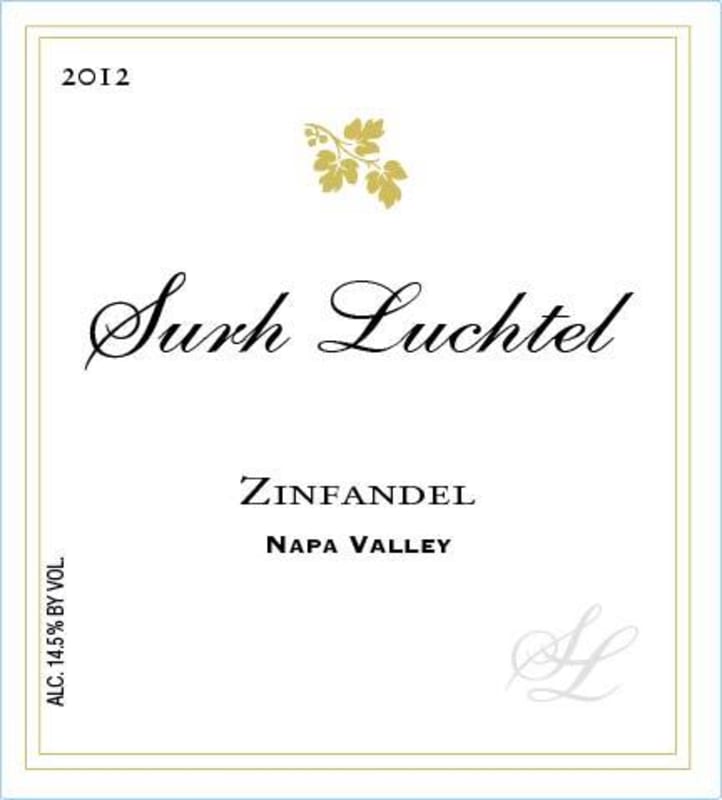 Surh-Luchtel Cellars Zinfandel 2012 Front Label
