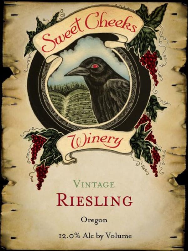 Sweet Cheeks Winery Vintage Riesling 2015 Front Label