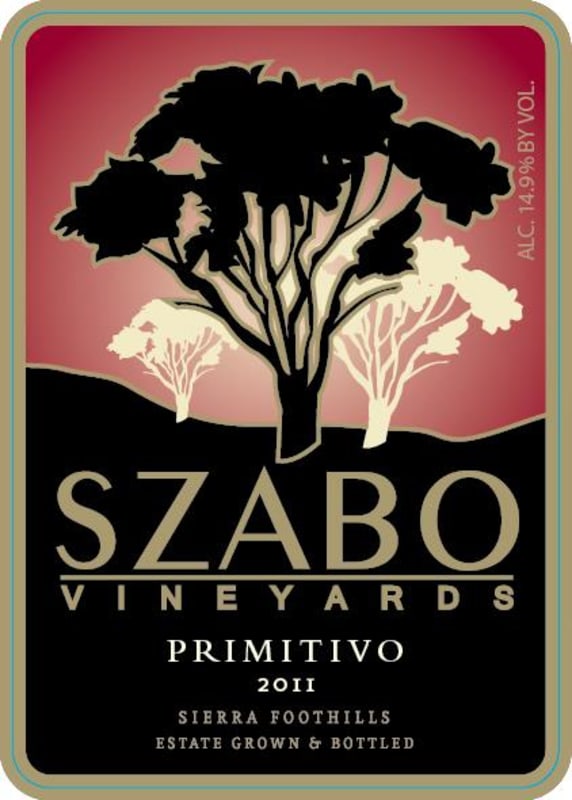 Szabo Vineyards Primitivo 2011 Front Label