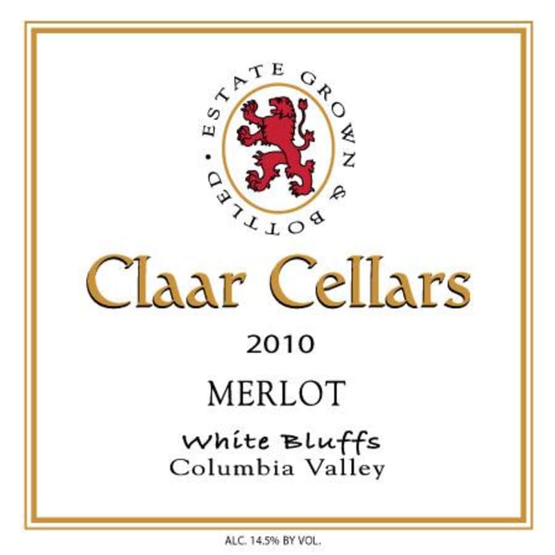 Claar Cellars White Bluffs Merlot 2010 Front Label