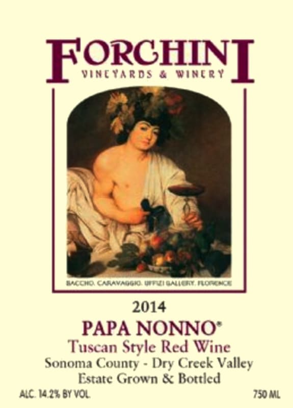 Forchini Vineyards & Winery Papa Nonno Tuscan Style Red 2014 Front Label