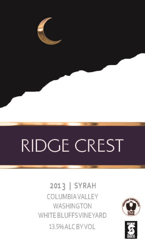 Claar Cellars Ridge Crest Syrah 2013 Front Label