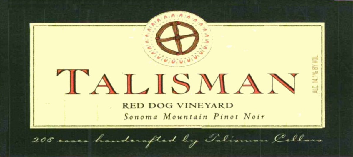 Talisman Wines Red Dog Vineyard Pinot Noir 2008 Front Label