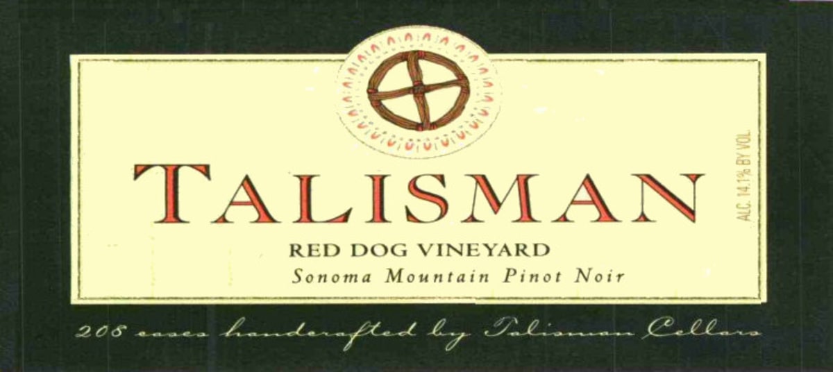 Talisman Wines Red Dog Vineyard Pinot Noir 2012 Front Label