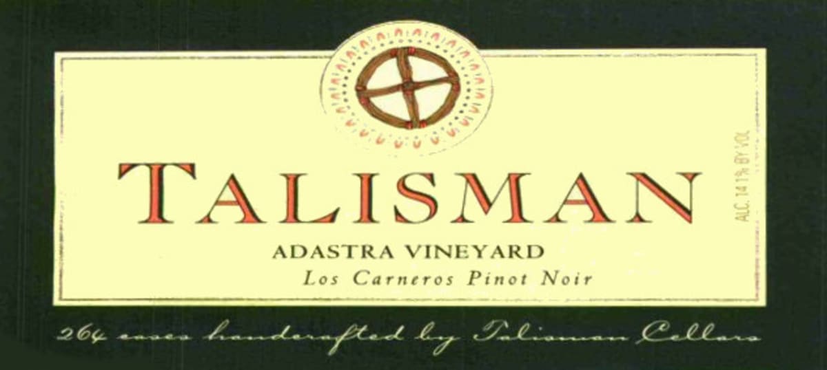 Talisman Wines Adastra Vineyard Pinot Noir 2010 Front Label